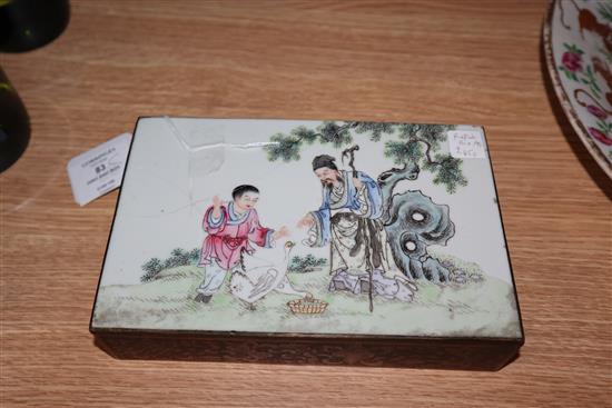 A Chinese famille rose dish, Daoguang period and a Republic period box dish diameter 35cm